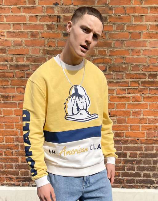 Sudadera con estampado color block y estampado vintage del Pato