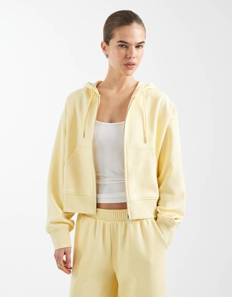 Sudadera corta amarilla con capucha, cremallera e interior cepillado de ASOS DESIGN - view 1