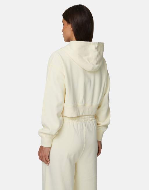 Sudadera corta amarilla con capucha, lavado envejecido y cremallera de Good For Nothing, 3 de 4