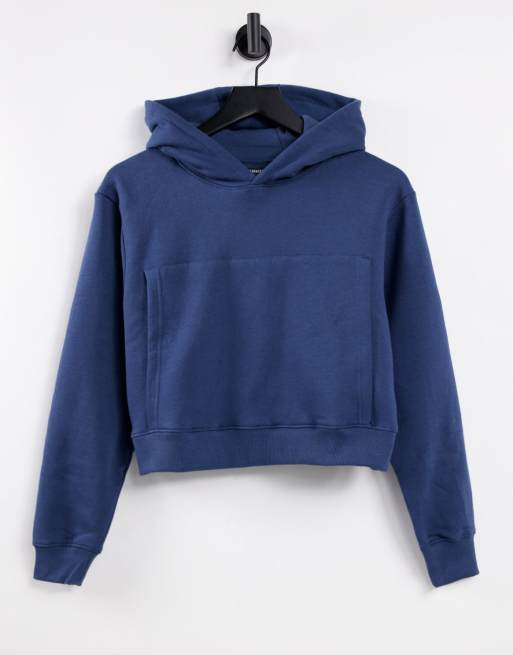Sudadera corta azul marino intenso con capucha Aloe de Threadbare