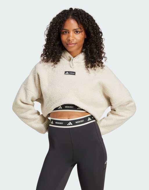 Sudadera corta beis con capucha de adidas x MOON BOOT