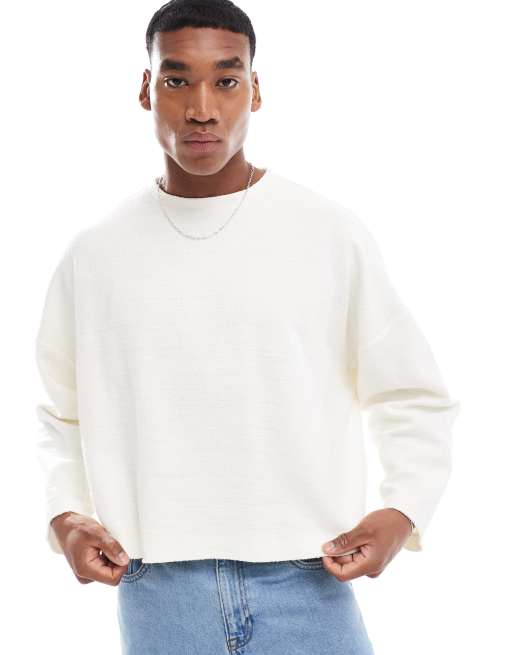 Sudadera corta beis moteado extragrande de tejido ligero de ASOS DESIGN, 2 de 4