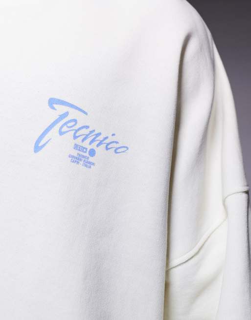 Sudadera corta blanca con estampado en el pecho y bajo sin rematar de ASOS DESIGN, 3 de 4