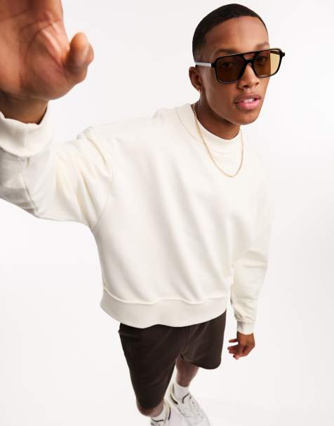 Sudadera corta blanco hueso extragrande de ASOS DESIGN - view 1