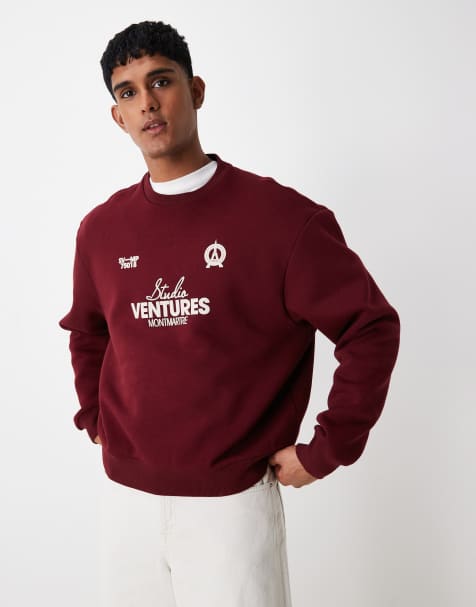 Sudadera corta burdeos extragrande con estampado en el pecho de ASOS DESIGN - view 1