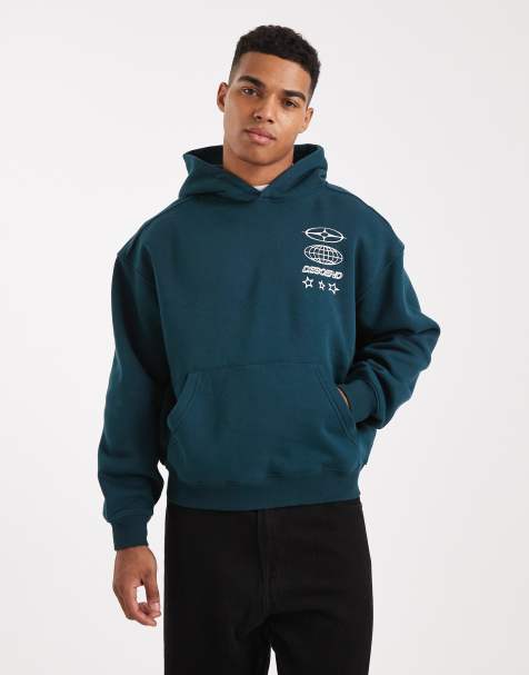 Sudadera corta color cerceta oscuro con capucha y gráfico de Cotton On - view 1