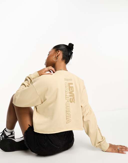 Sudadera corta color crema con estampado de logo en la espalda Carla de Levi's
