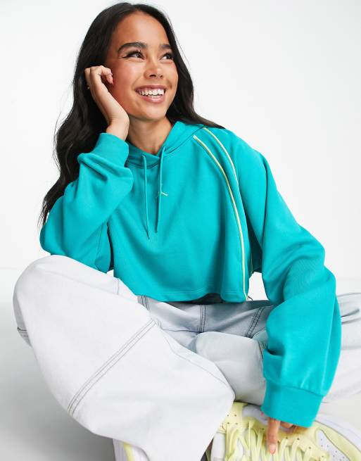 Sudadera corta color esmeralda con capucha de felpa de Jordan Sport