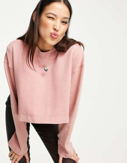 Sudadera corta color óxido con diseño lavado de Topshop