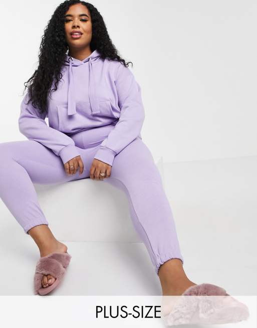 Sudadera corta lila con capucha de estar por casa de tejido ecológico de Chelsea Peers Curve