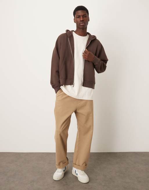 Sudadera corta marrón básica con capucha y cremallera de Abercrombie & Fitch, 2 de 5