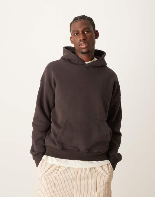 Sudadera corta marrón de estilo vintage con capucha de Abercrombie & Fitch