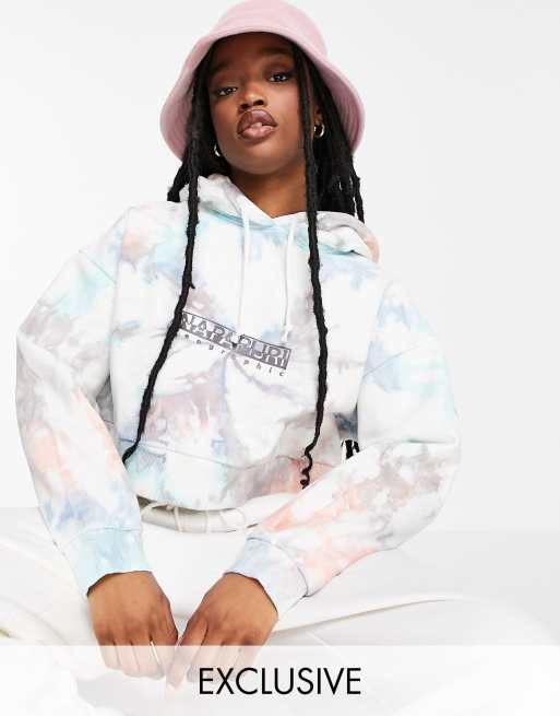 Sudadera corta multicolor con capucha y efecto tie dye Beatnik exclusiva en ASOS de Napapijri