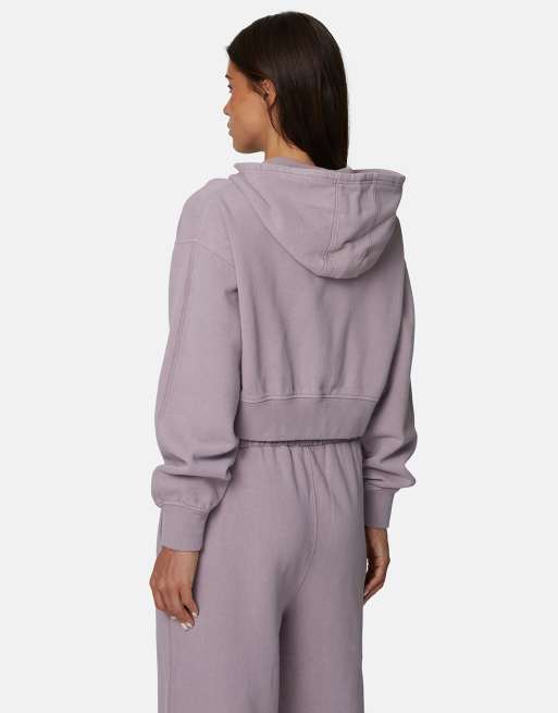 Sudadera corta negra con capucha, lavado envejecido y cremallera de Good For Nothing, 3 de 4