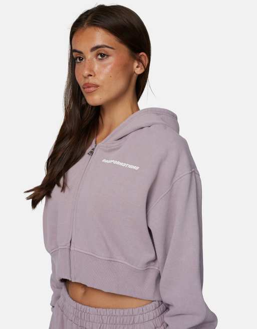 Sudadera corta negra con capucha, lavado envejecido y cremallera de Good For Nothing, 4 de 4