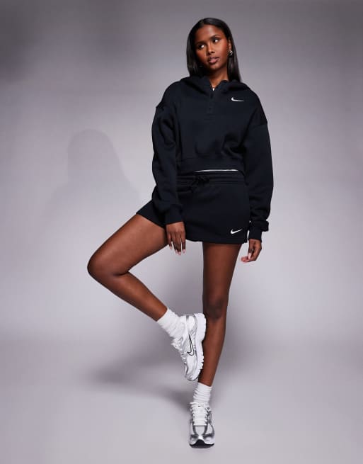 Sudadera corta negra extragrande con capucha Phoenix Fleece de Nike, 3 de 4