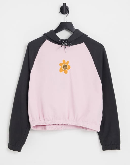 subterraneo Intacto Papá Sudadera corta rosa y negra con capucha Pray For Wave de Quiksilver | ASOS