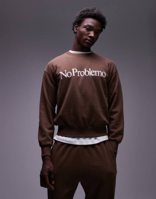 Sudadera de chándal marrón con logo de No Problemo