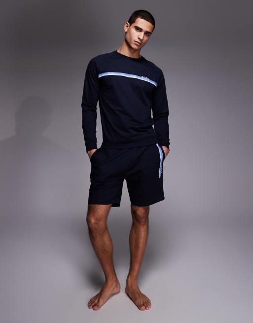 Sudadera de estar por casa azul marino a rayas con logo Authentic de BOSS Bodywear, 2 de 5