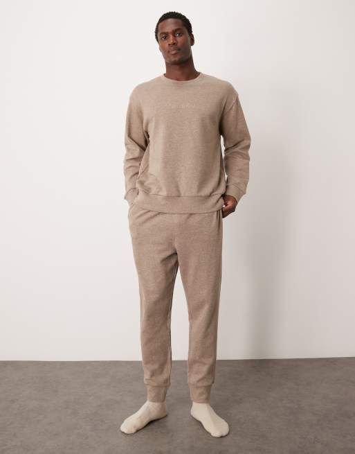 Sudadera de estar por casa beis jaspeado Modern Cotton de Calvin Klein, 2 de 4