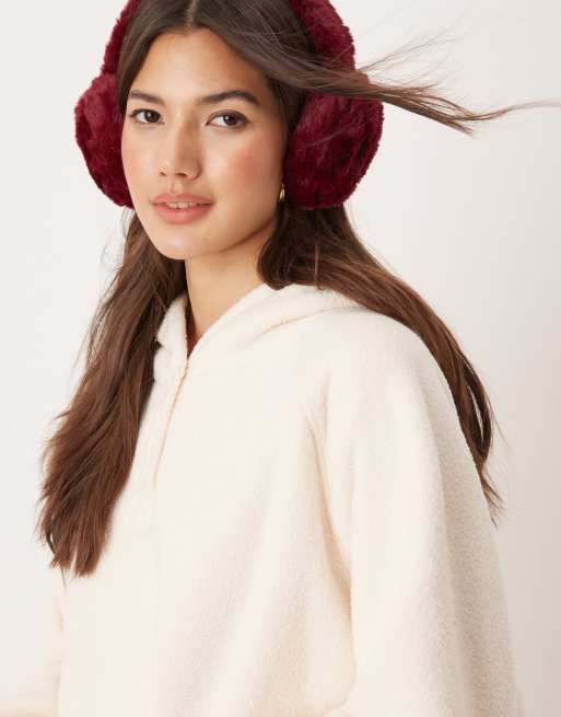 Sudadera de estar por casa color crema con capucha de microfelpa de ASOS DESIGN