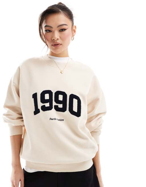 Sudadera de estar por casa color crema con estampado 
