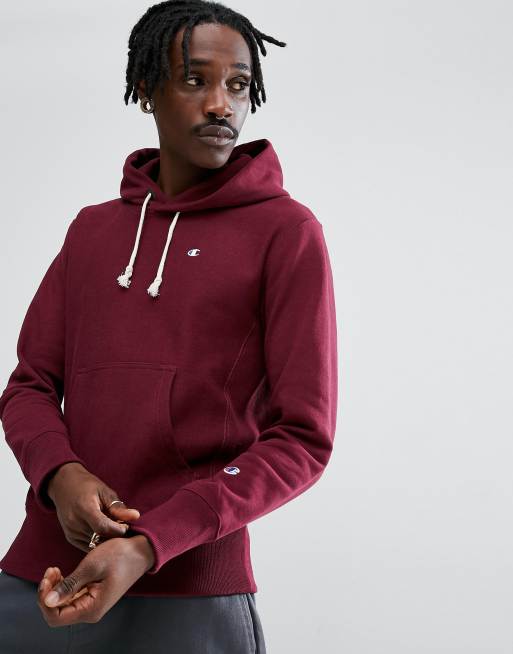 obtener Reverberación maldición Sudadera de punto del revés con capucha y logo pequeño en color burdeos de  Champion | ASOS