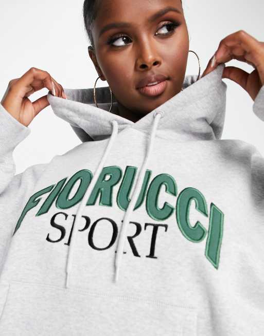 Sudadera deportiva gris con capucha de corte holgado con logo de Fiorucci, 3 de 4