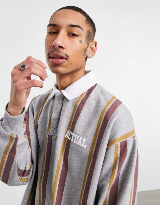Sudadera extragrande a rayas estilo rugby de ASOS Actual
