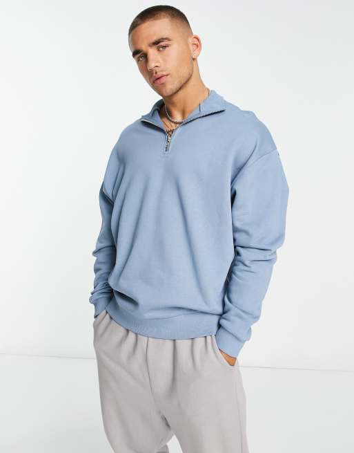 Sudadera extragrande azul con media cremallera de ASOS DESIGN