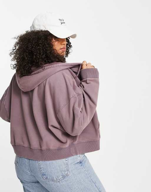 Sudadera extragrande con capucha, cremallera y lavado violeta de ASOS DESIGN Curve, 3 de 4