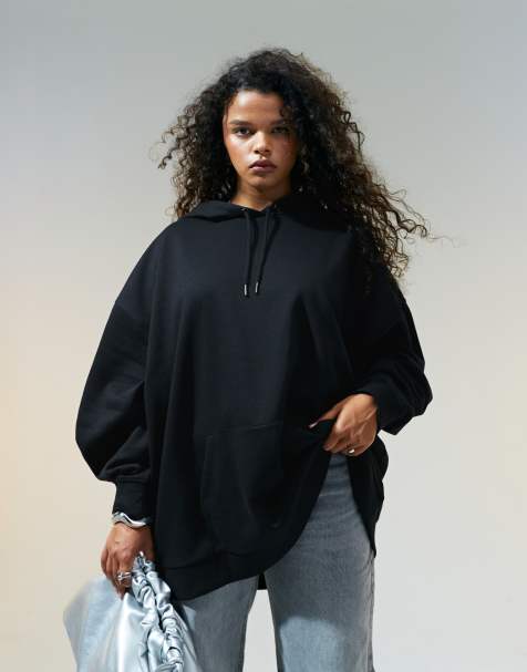 Sudadera extragrande con capucha en negor de ASOS DESIGN Curve - view 1