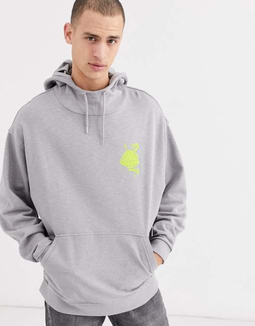 Sudadera extragrande con capucha, estampado neón