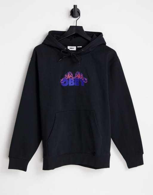 Sudadera extragrande con capucha y bordado de logo con llama de Obey