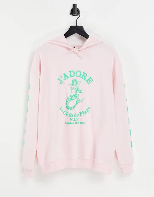 Sudadera extragrande con capucha y estampados en contraste de New Girl Order