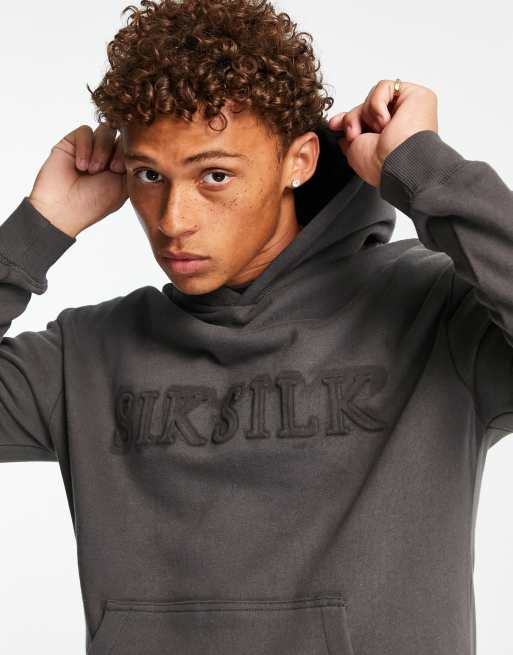 Sudadera extragrande con capucha y lavado negro de SikSilk (parte de un conjunto), 4 de 4