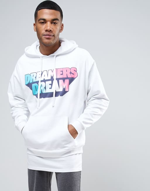Sudadera extragrande con capucha y texto en color arcoíris de ASOS