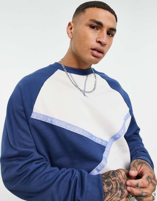 Sudadera extragrande con cinta con detalle de números y diseño color block de ASOS DESIGN (parte de un conjunto)