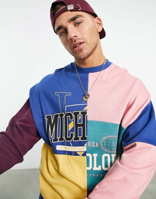 Sudadera extragrande con diseño colour block universitario de ASOS DESIGN