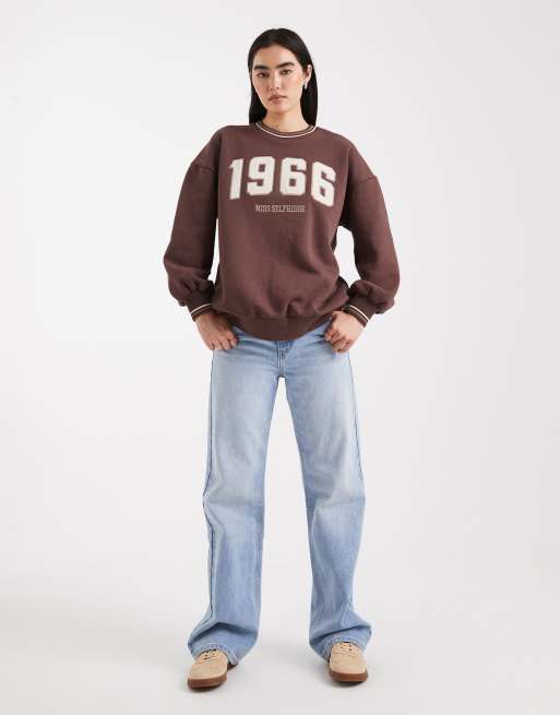 Sudadera extragrande con estampado de borreguito de Miss Selfridge, 3 de 4