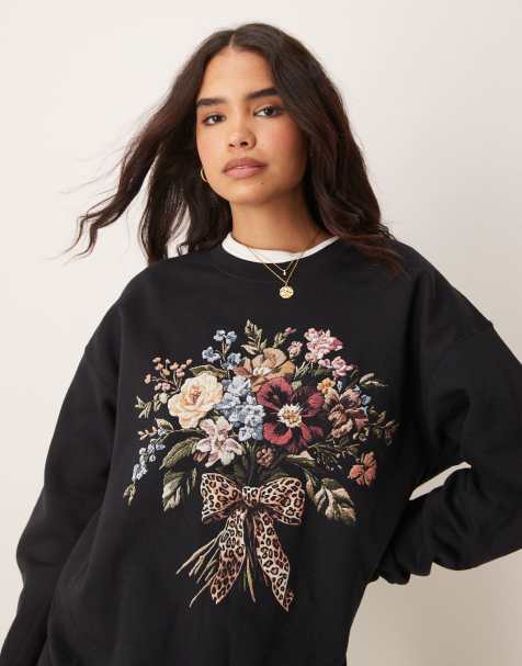 Sudadera extragrande con estampado de ramo de flores de Miss Selfridge - view 1