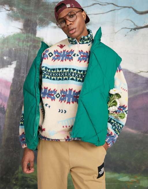 Sudadera extragrande con estampado integral de inspiración azteca y media cremallera de borreguito tipo peluche de ASOS DESIGN