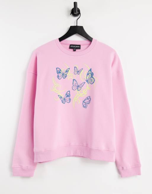 Sudadera extragrande con gráfico de mariposa de New Girl Order