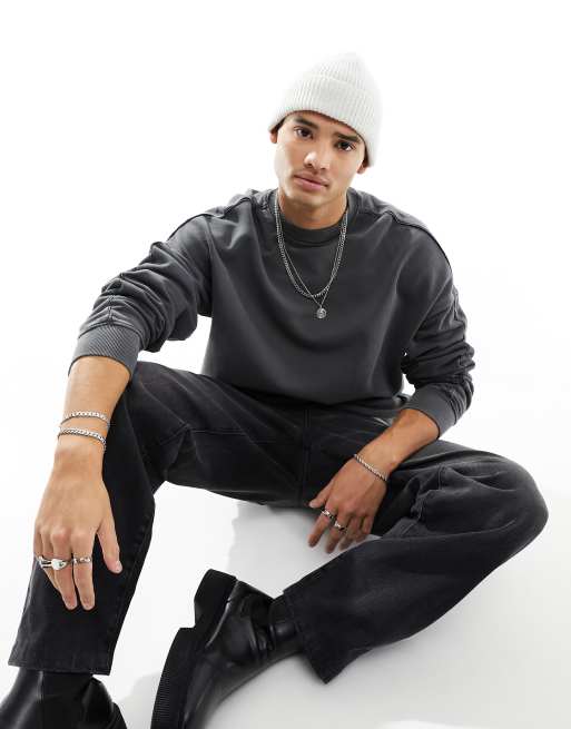 Sudadera extragrande con lavado negro de Jack & Jones 