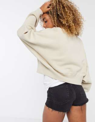 Sudadera extragrande de corte recto con logo de la marca pequeño en color avena de nike Outlet