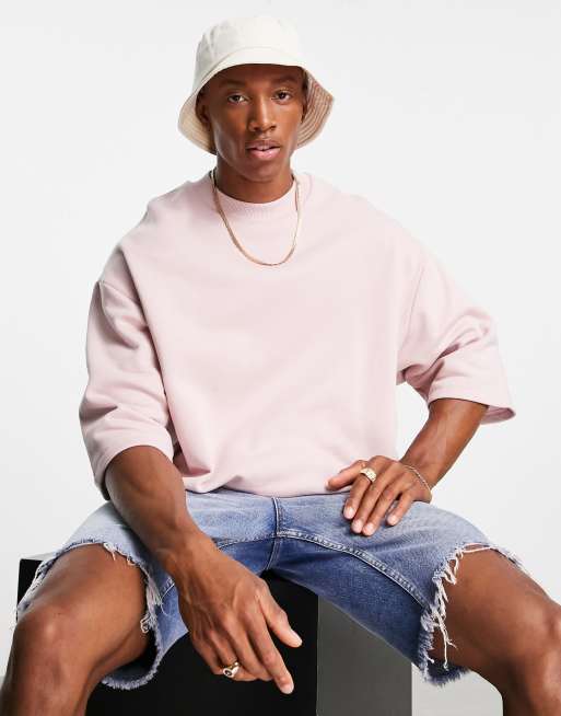 Sudadera Extragrande De Manga Corta En Rosa De Asos Design Asos