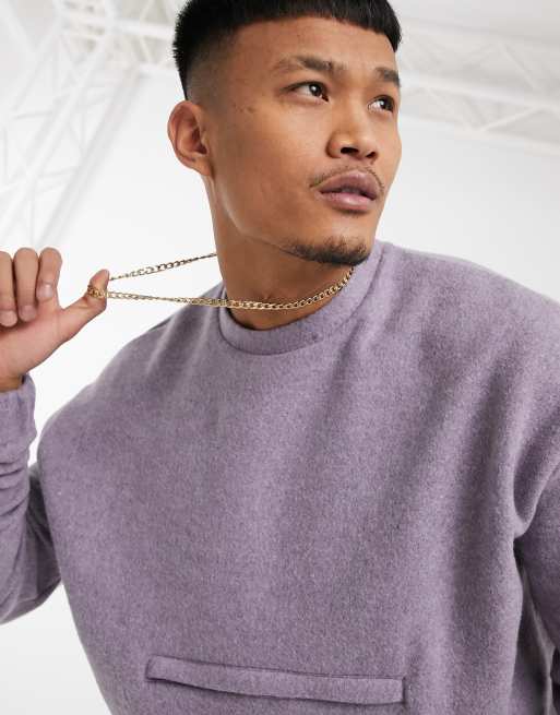 Sudadera extragrande de vestir de textura con bolsillo en el pecho de efecto lana hervida de ASOS DESIGN (parte de un conjunto), 3 de 4