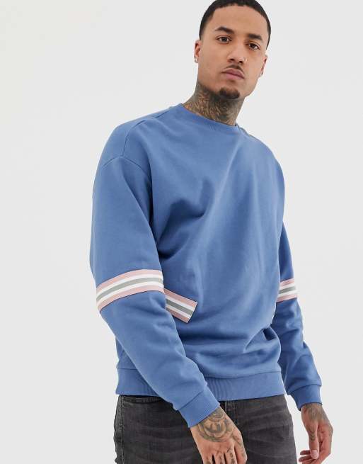Sudadera extragrande en azul con detalle de aplicación de canalé de ASOS DESIGN