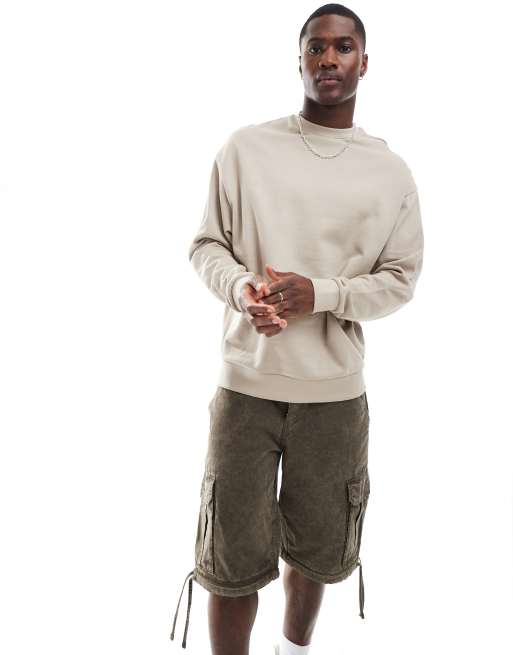 Sudadera extragrande en beis de ASOS DESIGN