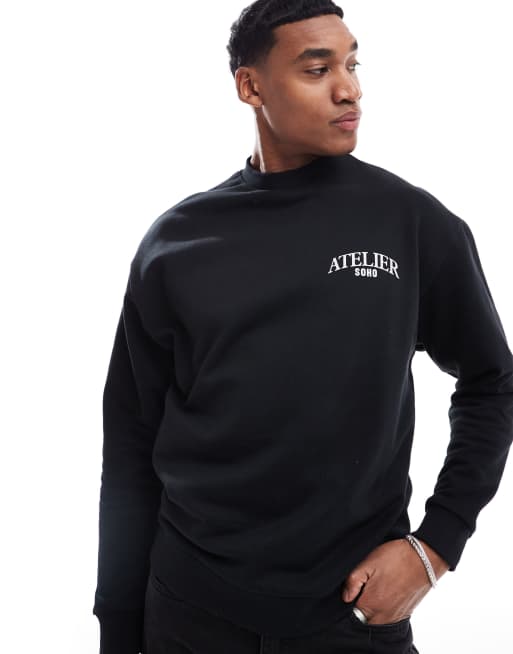 Sudadera extragrande en negro con estampado en la espalda de ASOS DESIGN